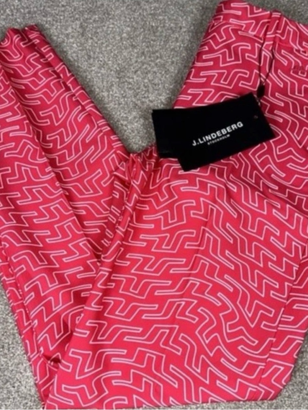 J.Lindeberg Golf Pants Slim Fit Printed Stretch Performance Pink NWT